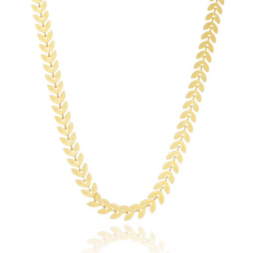 Choker Dani folha escama banhado a ouro 18k