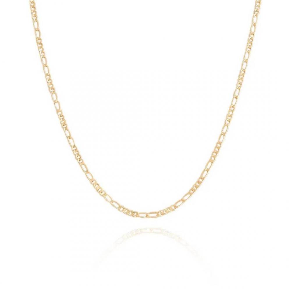 Colar Sara com corrente grumet fina banhado a ouro 18k