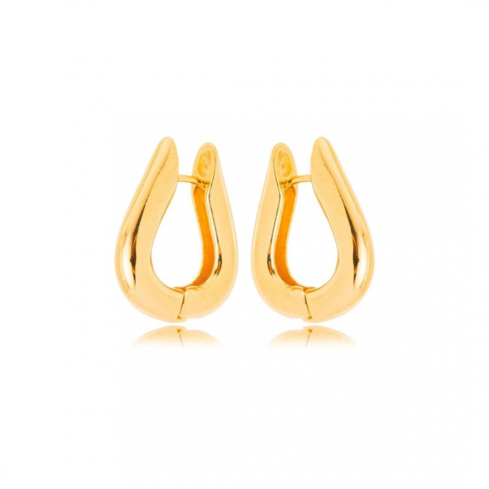 Brinco Agatha de argola pequeno banhado a ouro 18k 