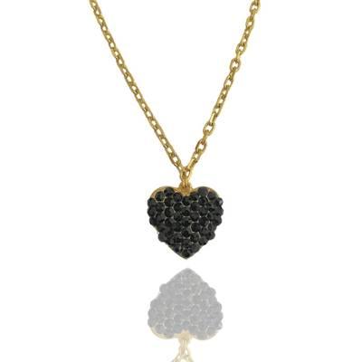 Colar Evelyn com pingente de coração de strass banhado a ouro 18k