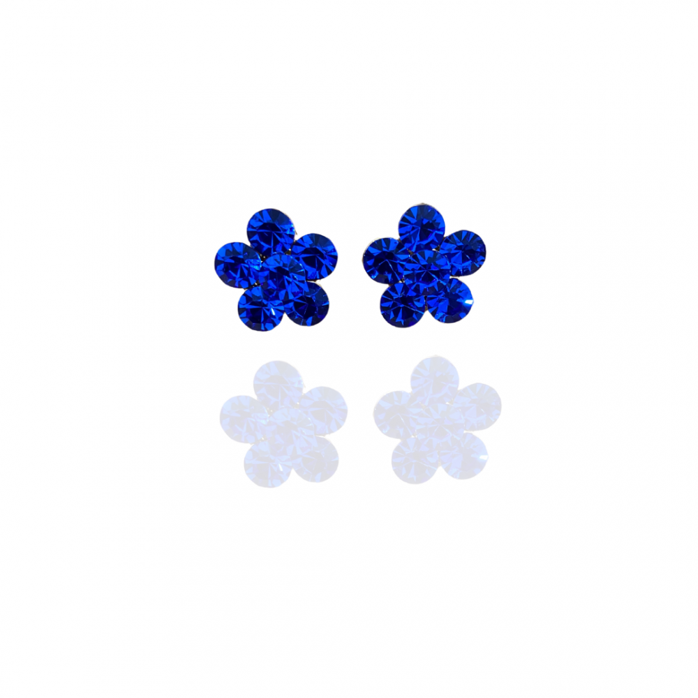 Brinco ponteira de flor com strass banhado a ouro 18k