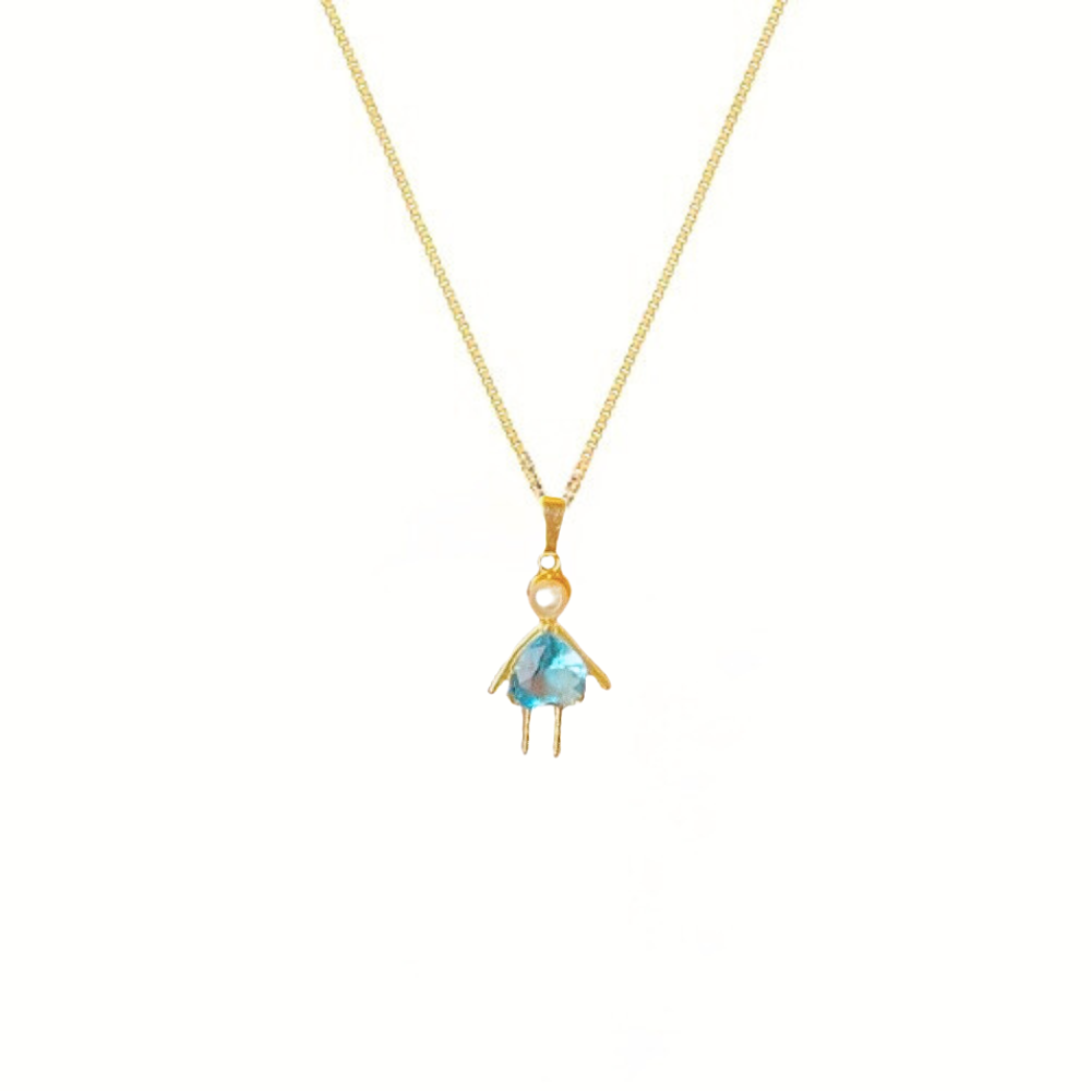 Colar filho com um pingente em coração e pérola banhado a ouro 18k 