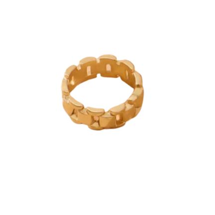 Anel Luana elos retangulares grandes banhado a ouro 18k