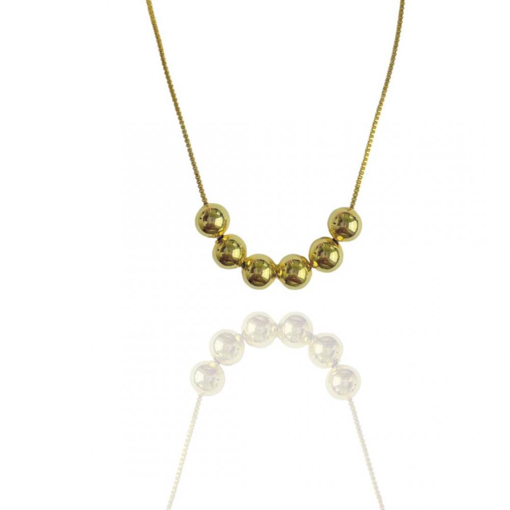 Colar Megan com bolas douradas banhado a ouro18k 