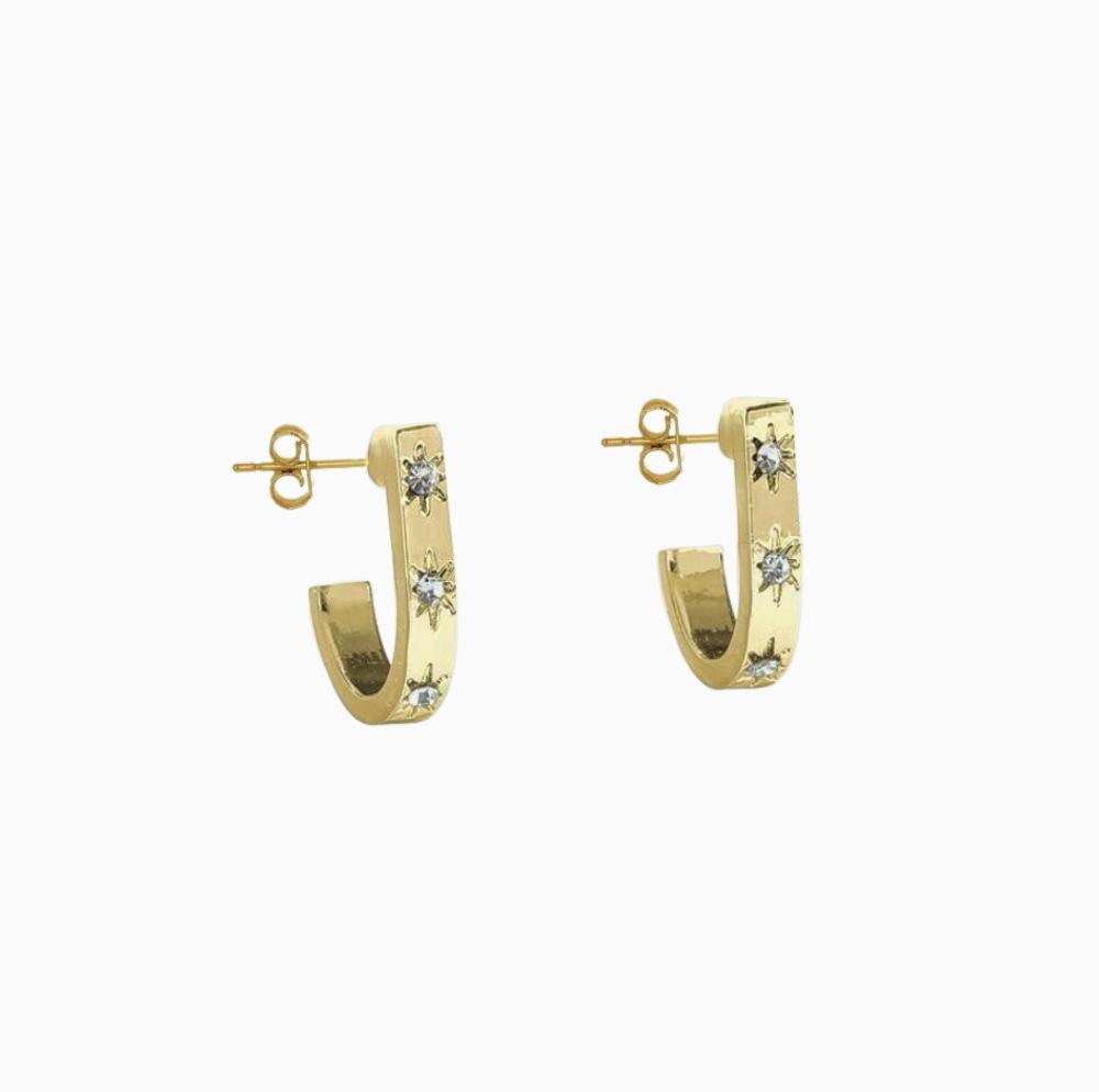 Brinco argola Celeste banhado a ouro 18k