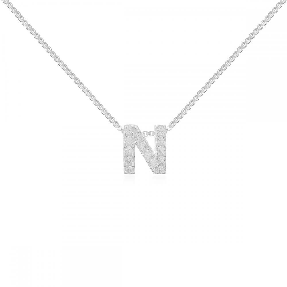 Colar personalizado letra cravejada na Prata 925