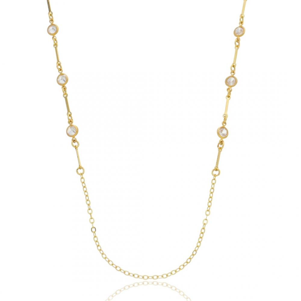 Body Chain Lena com pontos de luz cristal banhada a ouro 18k 