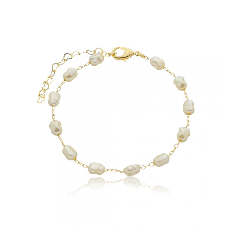 Pulseira Tina de pérolas banhada a ouro 18k 