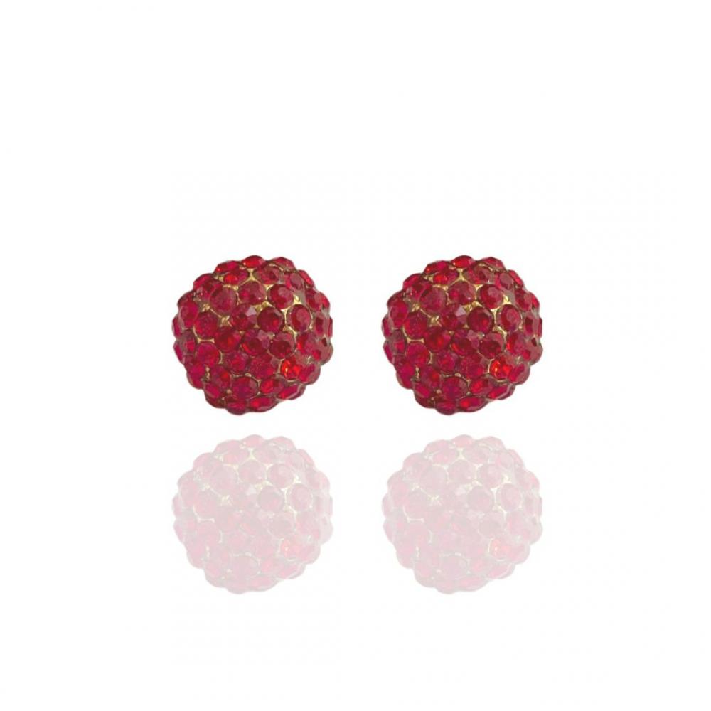 Brinco Elisa de strass meia bola banhado a ouro 18k 