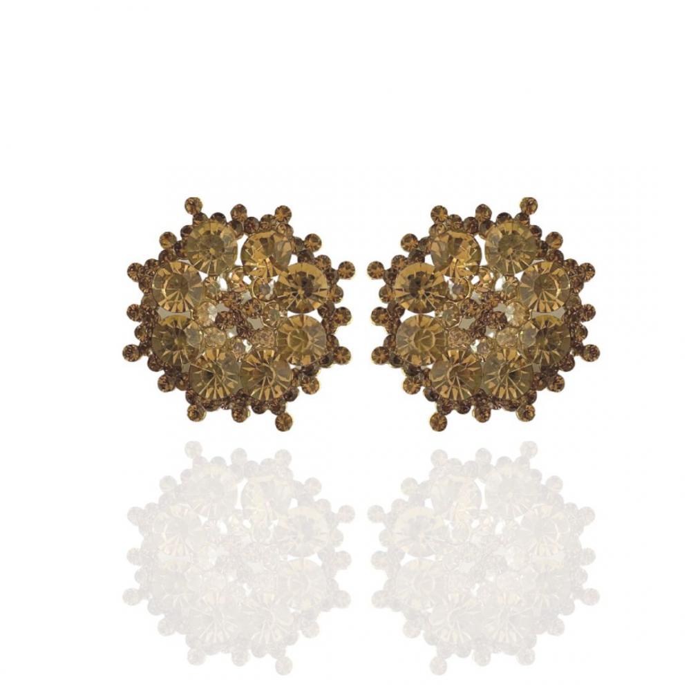 Brinco  Lúcia de strass banhado a ouro 18k