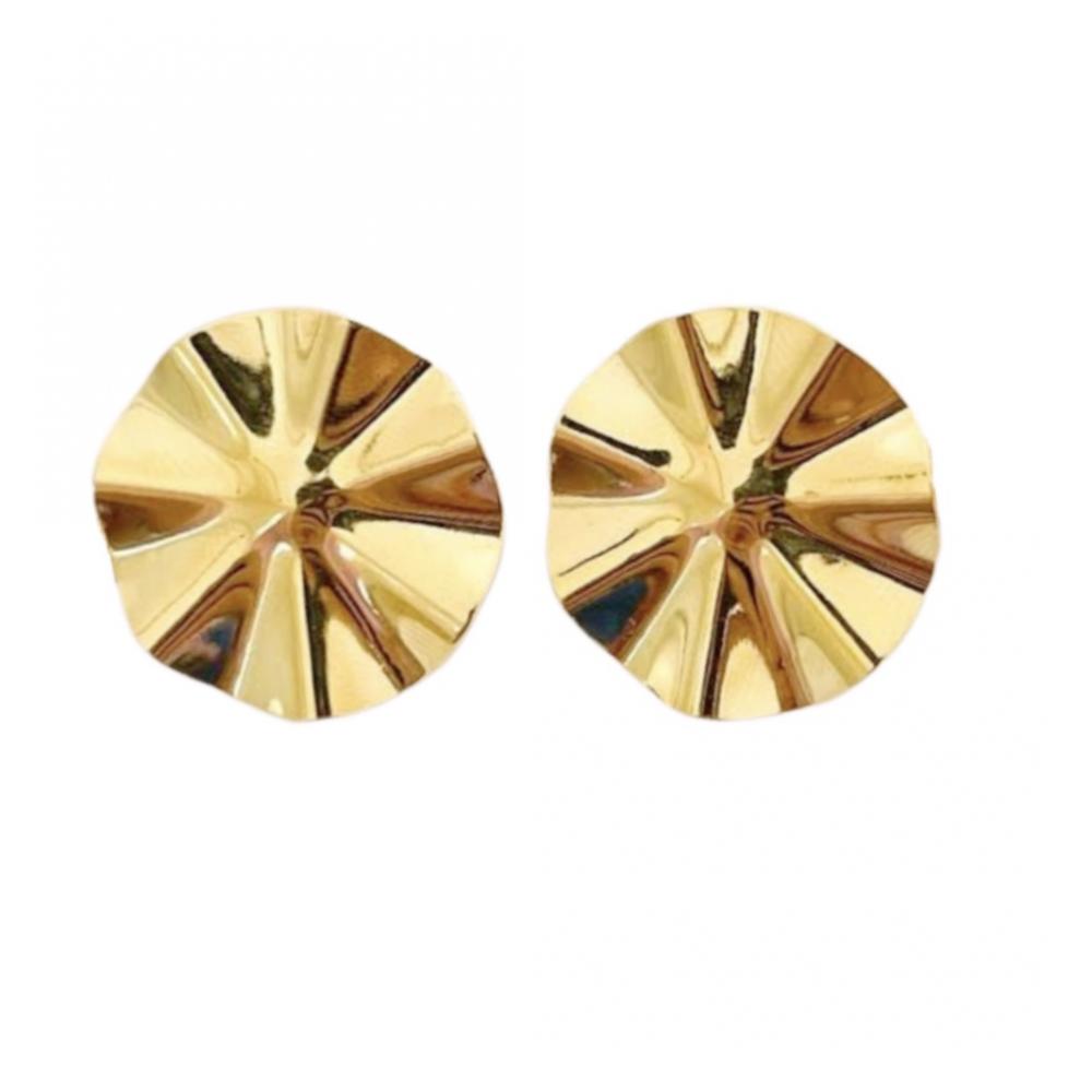 Brinco Paola redondo martelado banhado a ouro 18k
