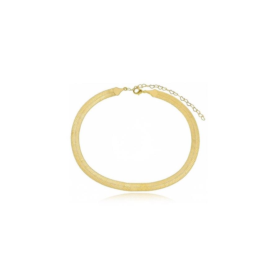 Pulseira Tassia fita laminada grossa banhada a ouro 18k