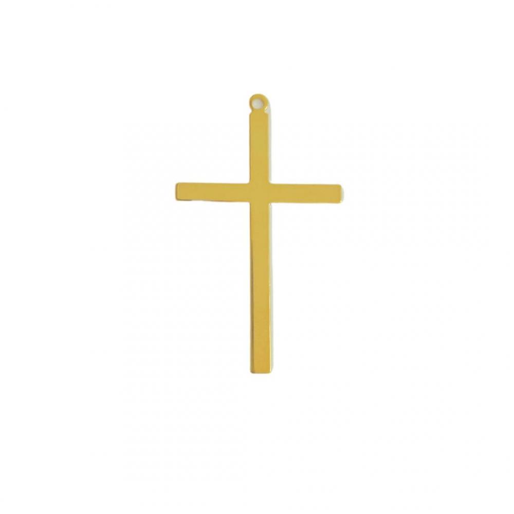 Pingente de Cruz lisa banhado a ouro 18k 