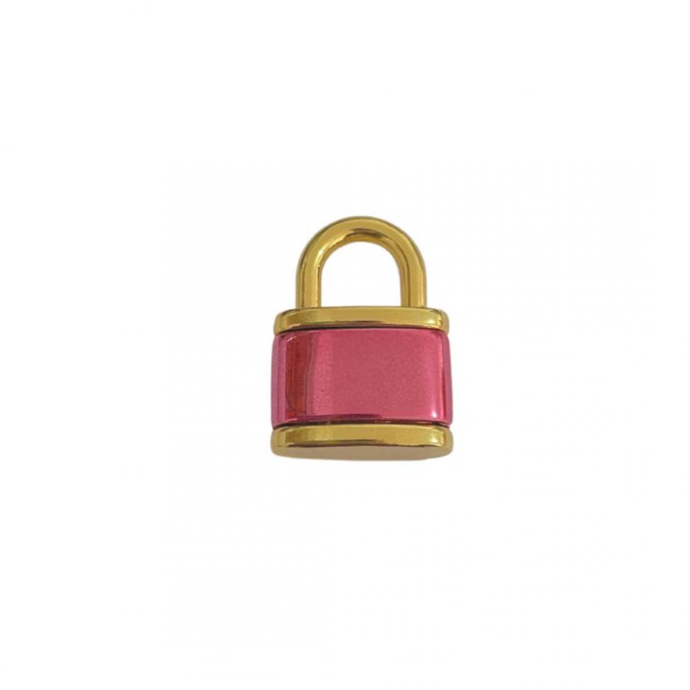 Pingente cadeado rosa banhado a ouro 18k 