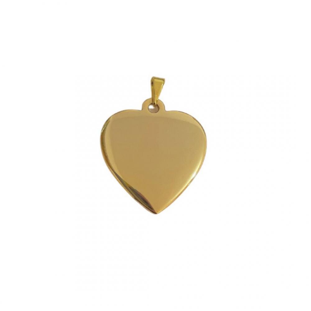Pingente de coração liso banhado a ouro 18k 