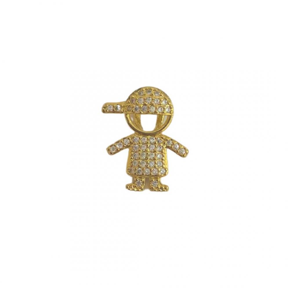 Pingente de menino cravejado banhado a ouro 18k