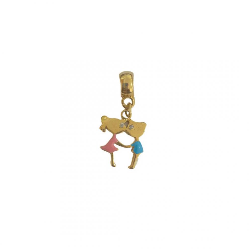 Pingente namorados banhado a ouro 18k