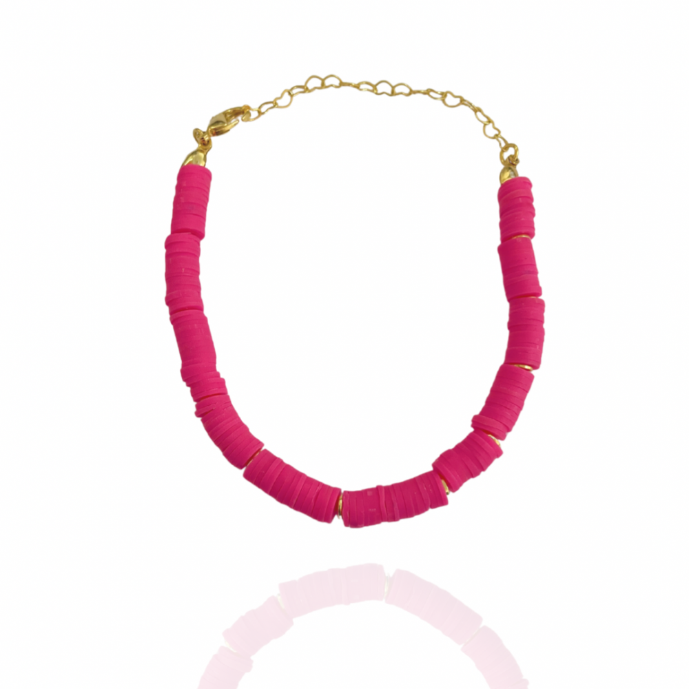 Pulseira Hanna de discos rosas e dourados banhada a ouro 18k 