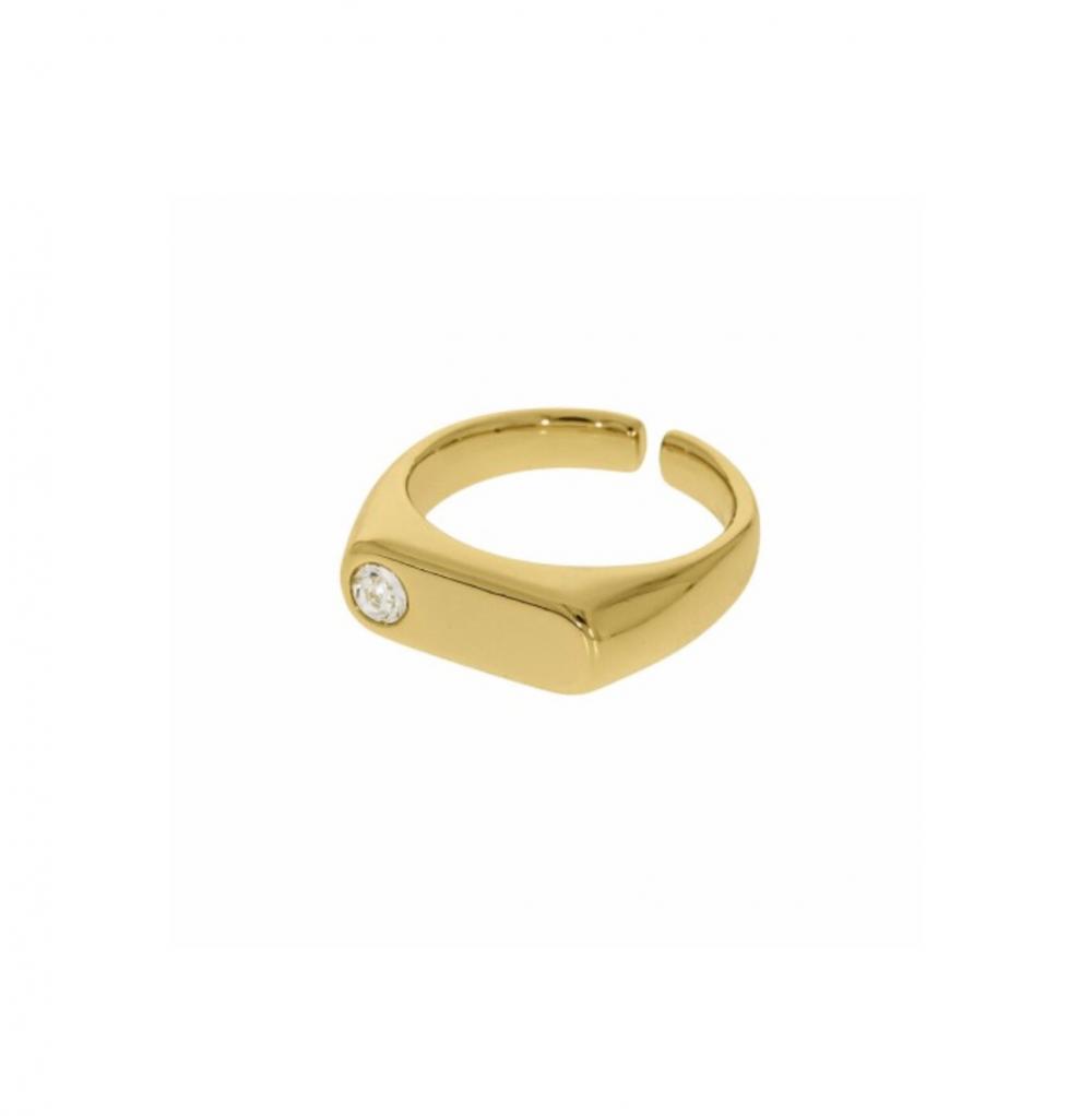 Anel Anna com ponto de luz banhado a ouro 18k