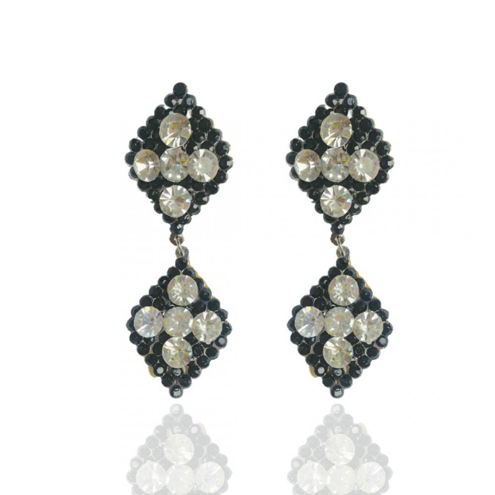 Brinco diamantes de strass banhado a ouro 18k 