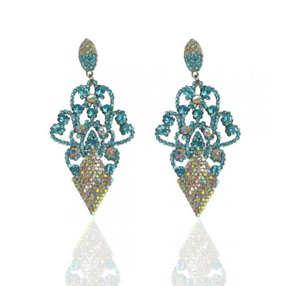 Brinco de strass banhado a ouro 18k 