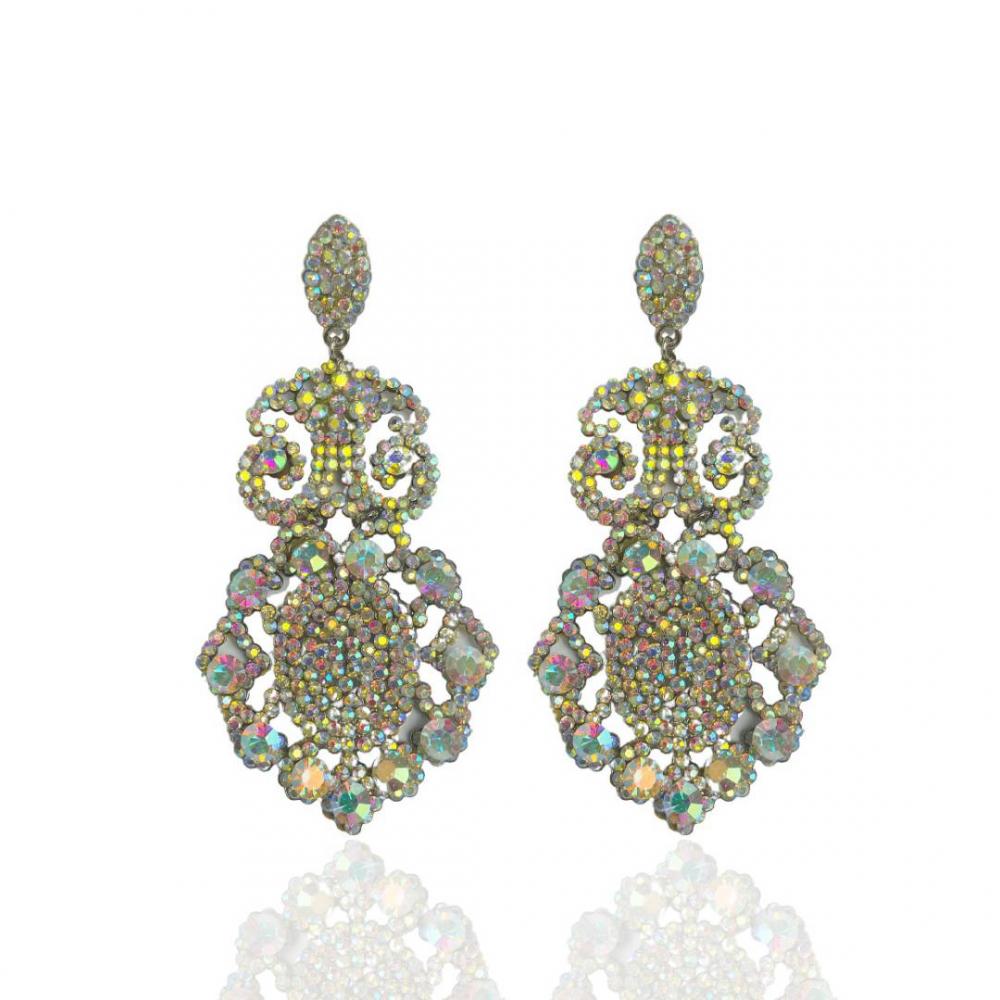Brinco de strass banhado a ouro 18k 