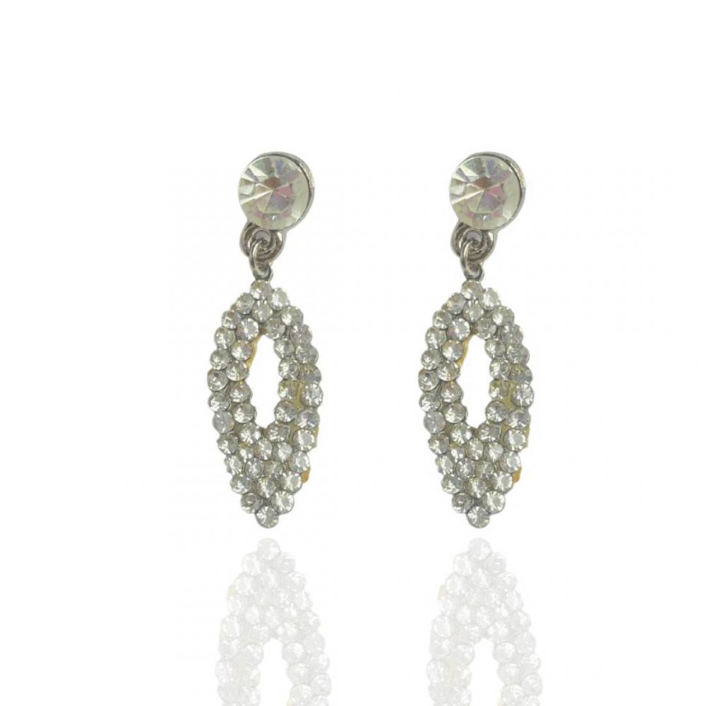 Brinco pequeno de strass banhado a ouro 18k 