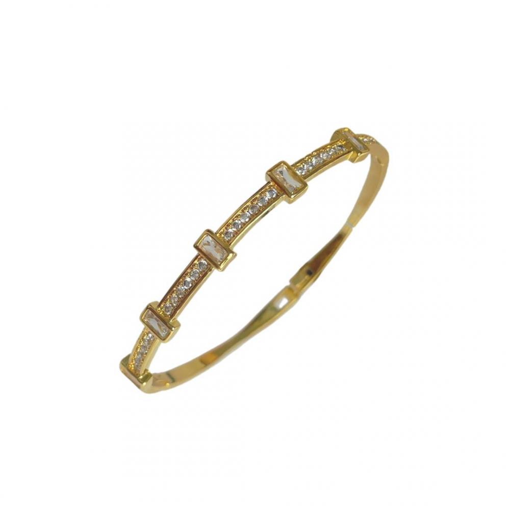 Bracelete Anny  cravejado com zircônia cristal banhado a ouro 18k  