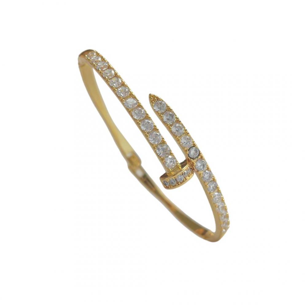 Bracelete Cintia de prego cravejado banhado a ouro 18k 