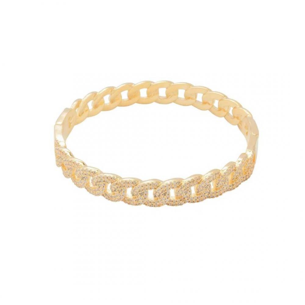 Bracelete Bia de elos cravejados banhado a ouro 18k 