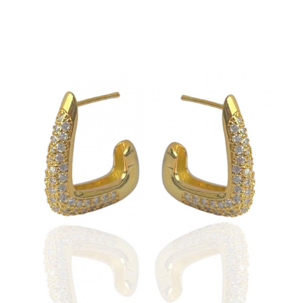 Brinco Bia cravejado banhado a ouro 18k 