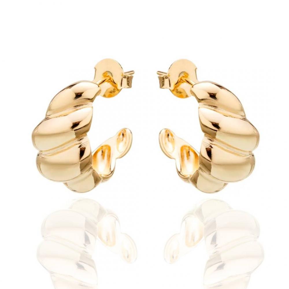 Brinco Mia meia argola ondulada banhado a ouro 18k 