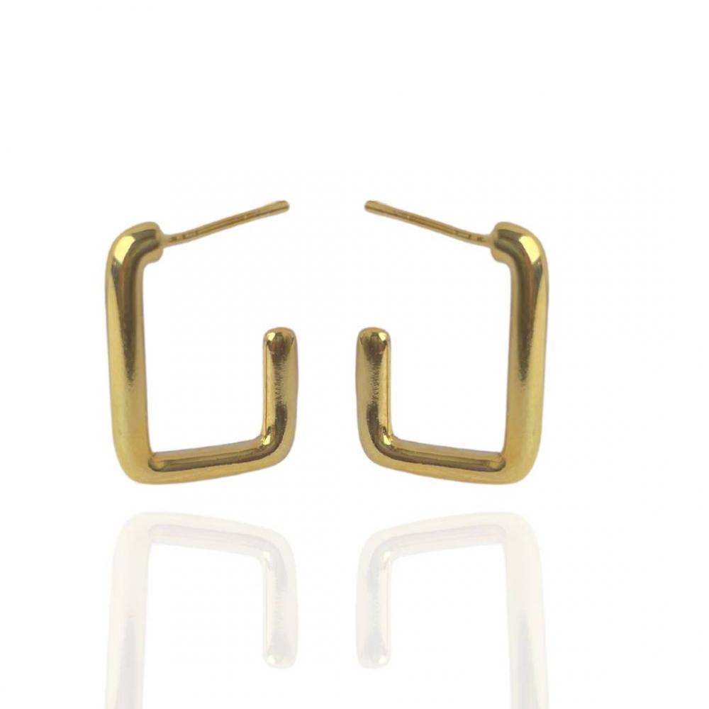 Brinco Olivia meia argola lisa banhado a ouro 18k 