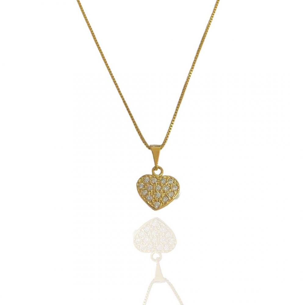 Colar Luiza de coração banhado a ouro 18k 