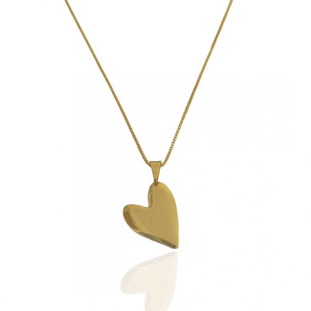 Colar Manuela de coração liso banhado a ouro 18k 