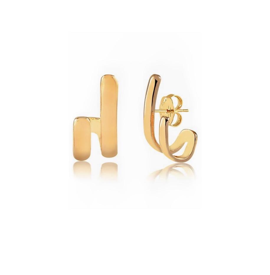 Brinco earhook Laís liso banhado a ouro 18k 