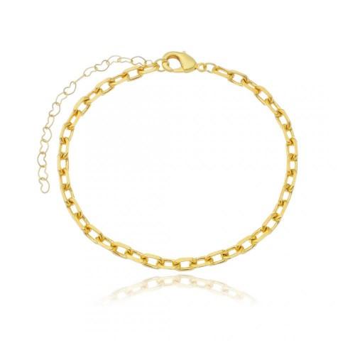 Choker Nanda com elos retangulares diamantados banhado a ouro 18k