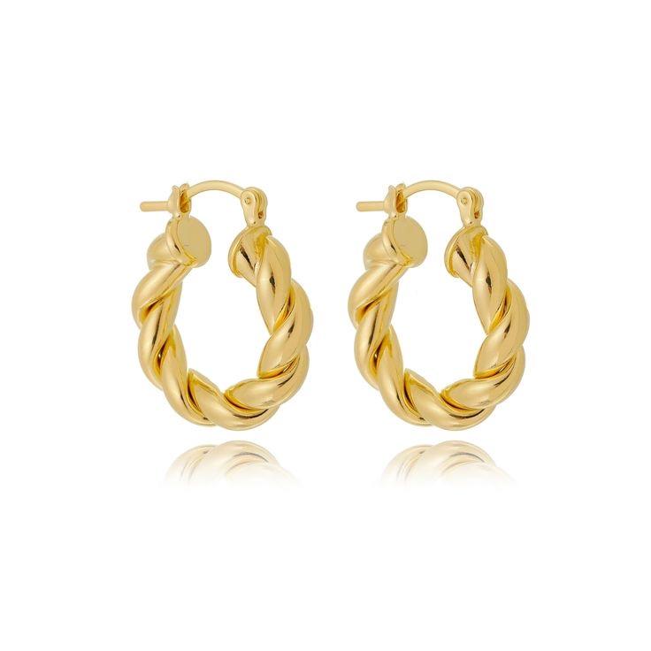 Brinco Julia de argola trançada banhado a ouro 18k 