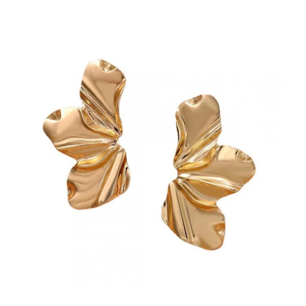 Brinco Isis flor martelado banhado a ouro 18k 