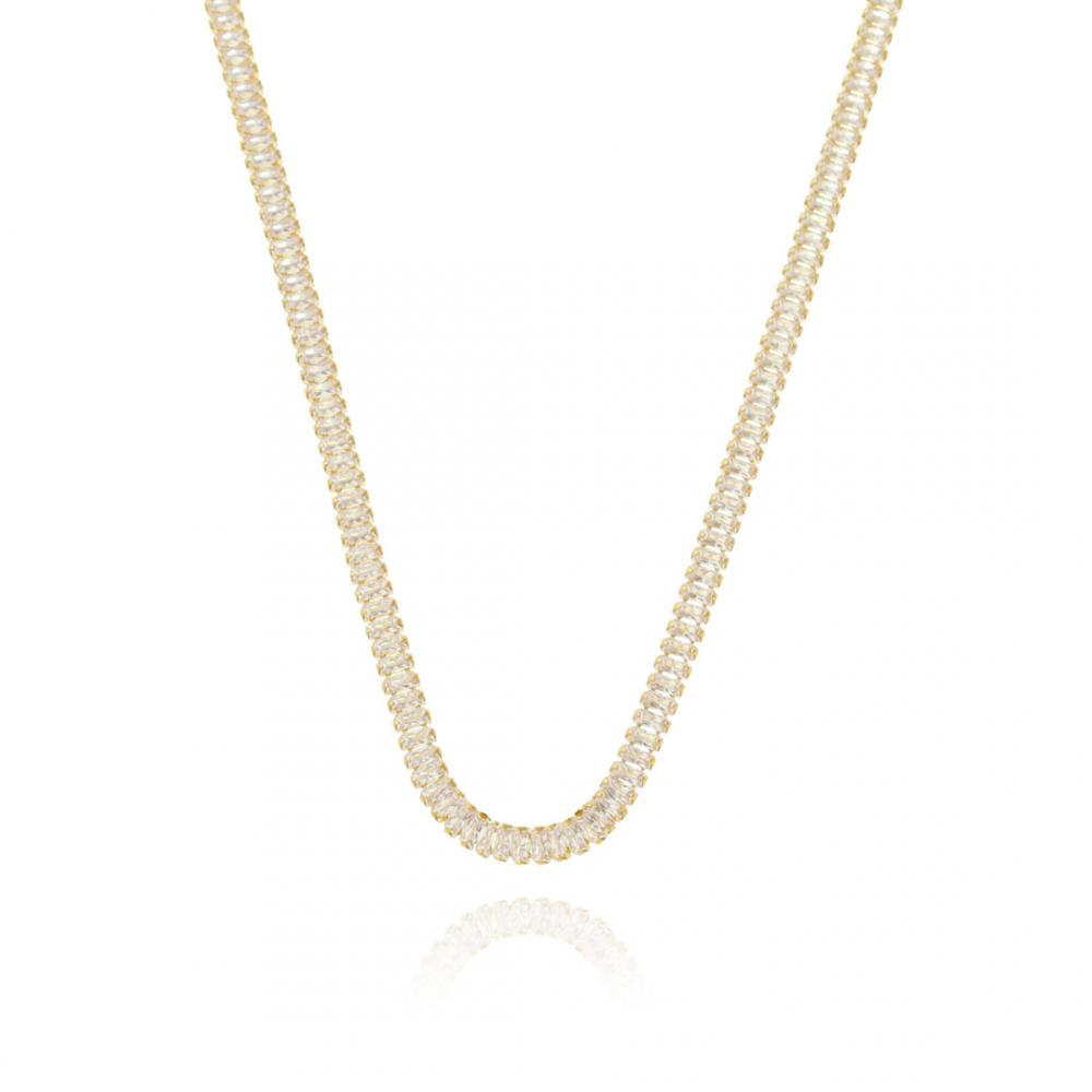 Choker Tifhany riviera cristal banhada a ouro 18k