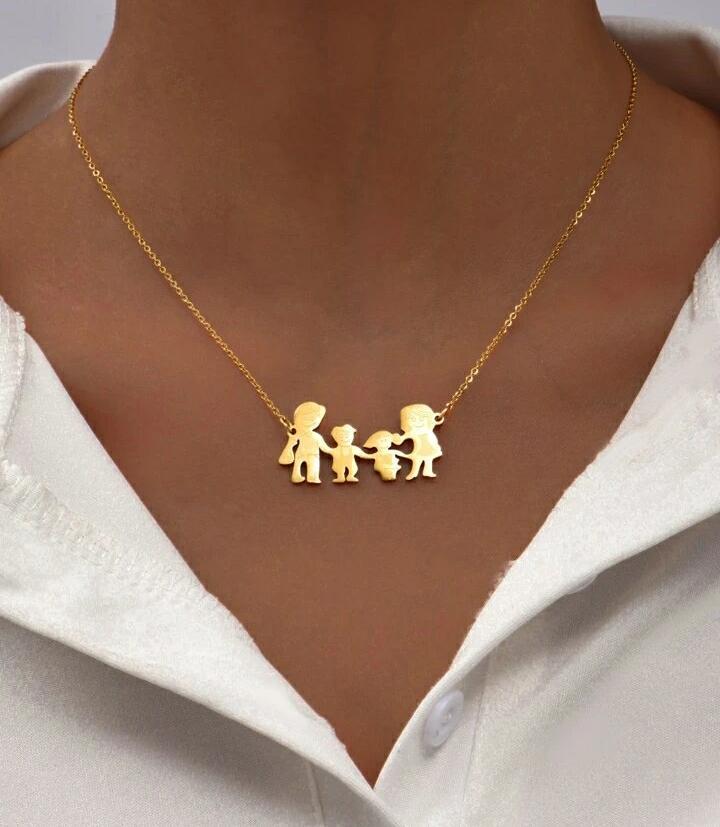 Colar personalizado família banhado a ouro 18k 
