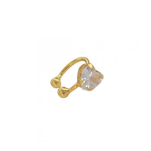 Piercing fake de coração cravejado Cecília banhado a ouro 18k 