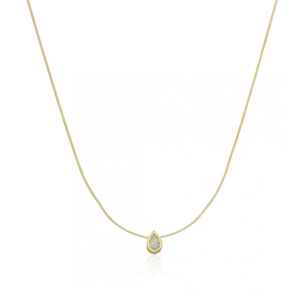 Colar de gota cravejado Lisa banhado a ouro 18k 