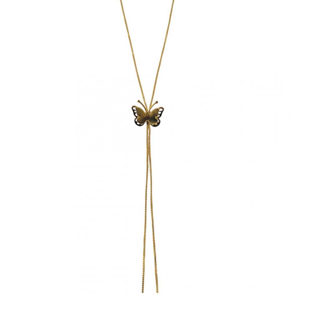 Colar gravata borboleta Manu banhado a ouro 18k 