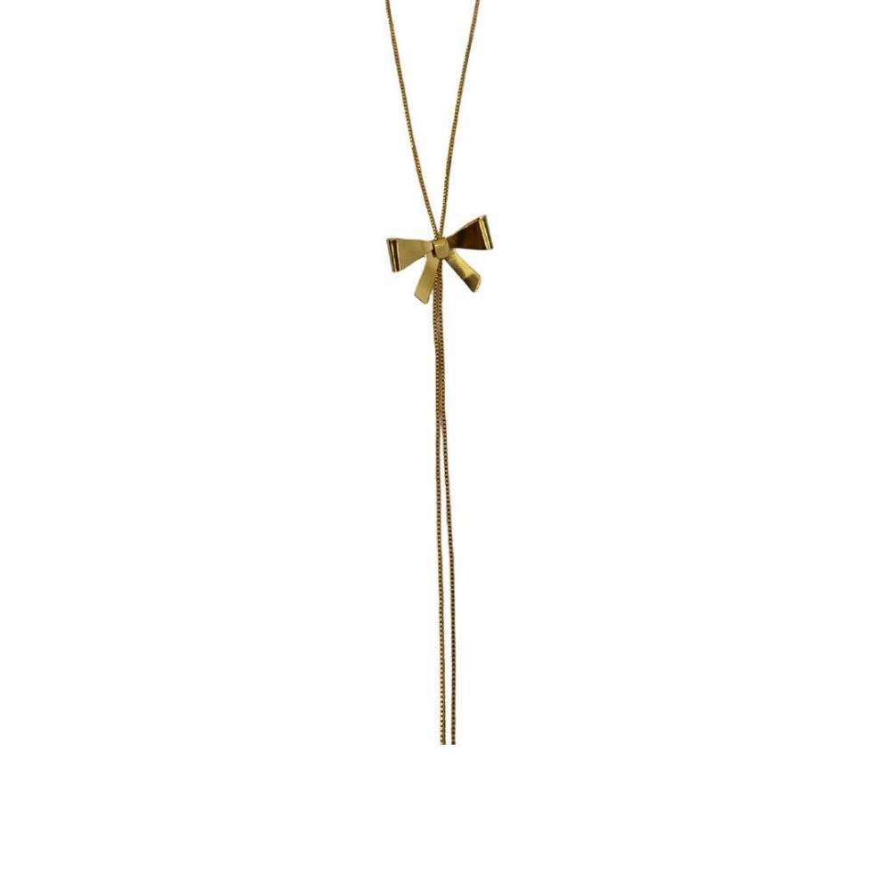 Colar gravata de laço Joana banhado a ouro 18k 