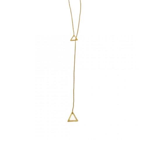 Colar gravata de triângulo Maria banhado a ouro 18k 