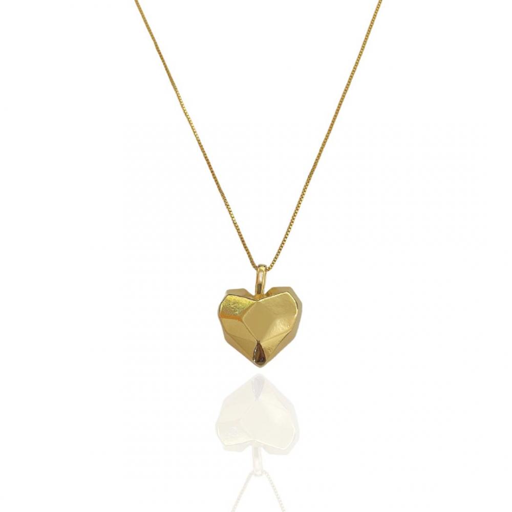 Colar de coração martelado Josi banhado a ouro 18k 