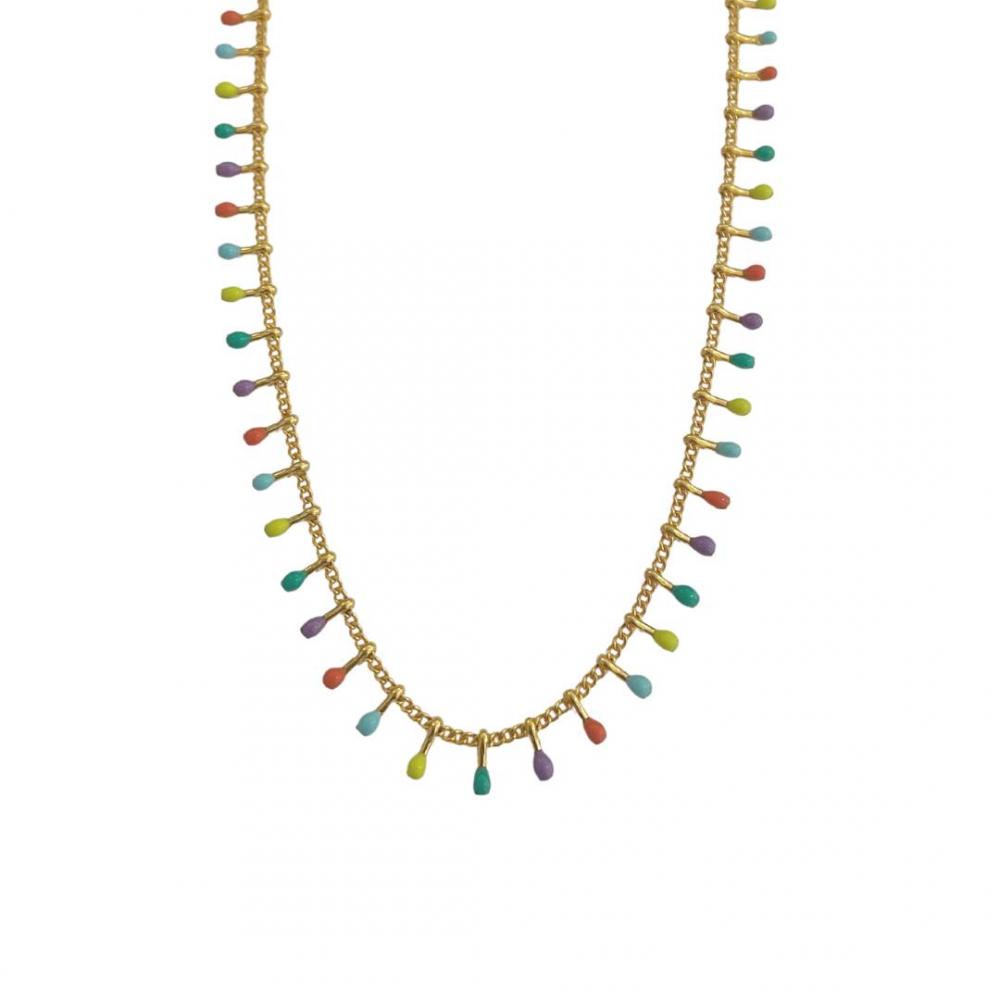 Colar colorido Hanna banhado a ouro 18k 