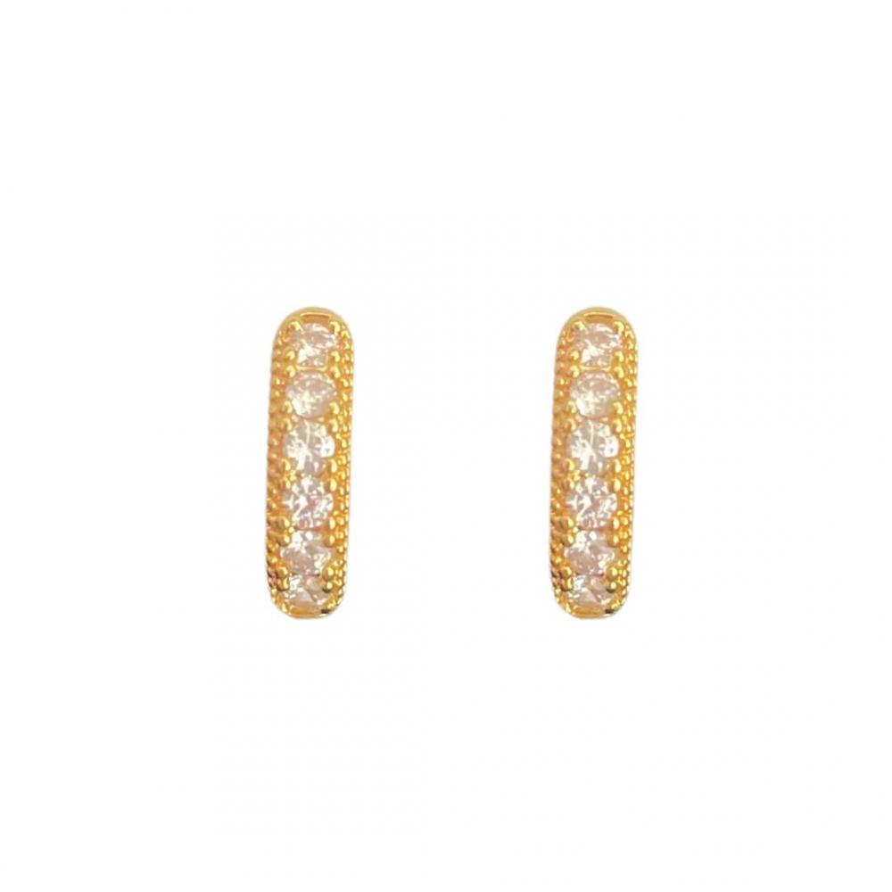 Brinco de argola cravejado Elisa banhado a ouro 18k