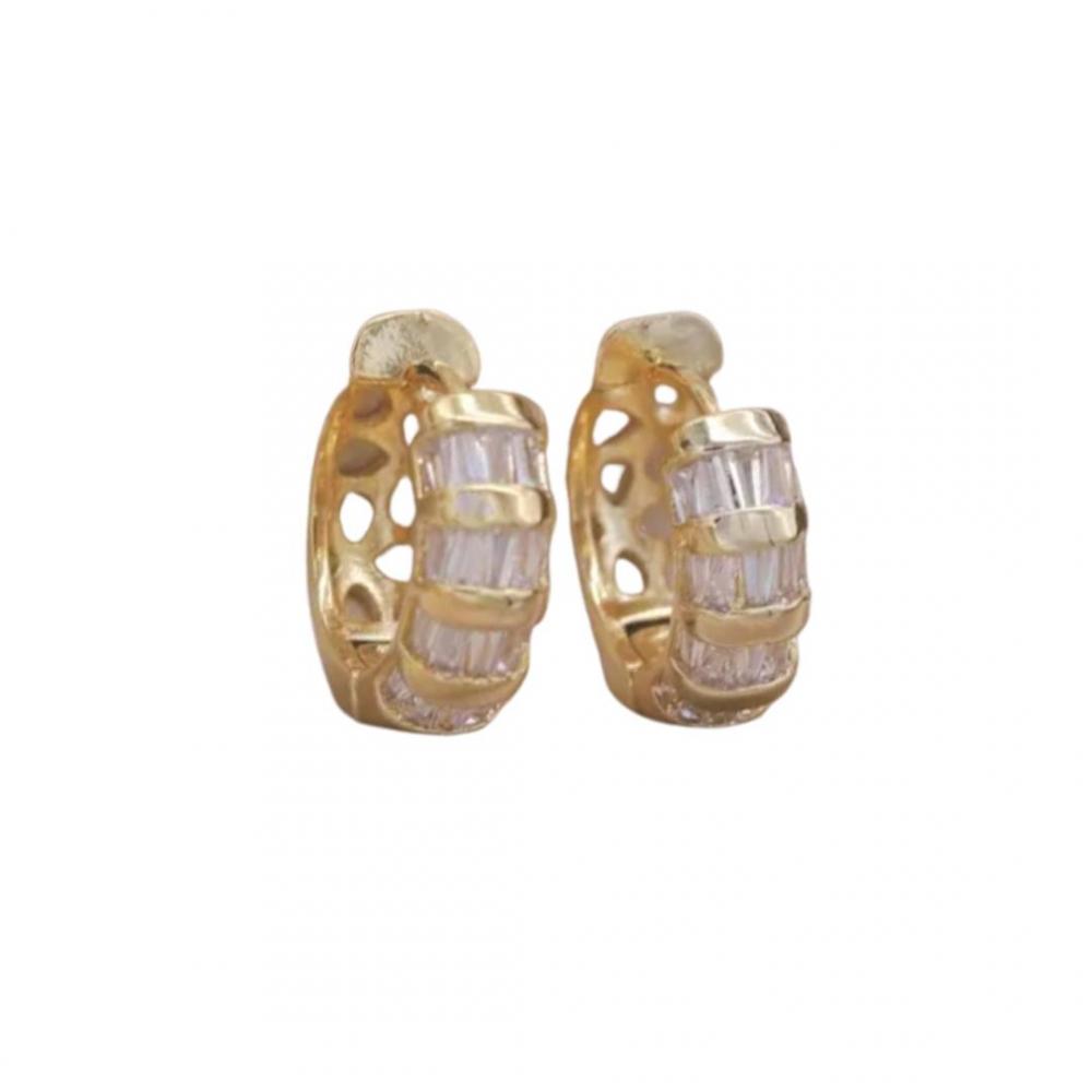 Brinco de Argola cravejado Raquel banhado a ouro 18k